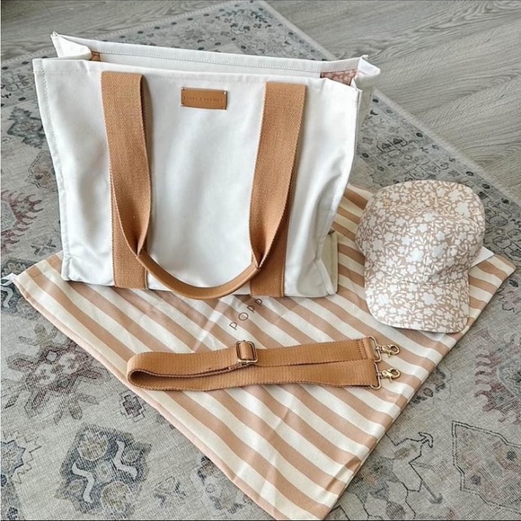 Poppy & Peonies Cream and Tan Tote Bag - Picture 2 of 2